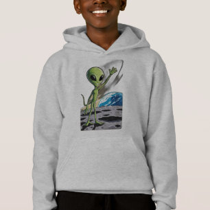 Uma alienígena amigável acenando