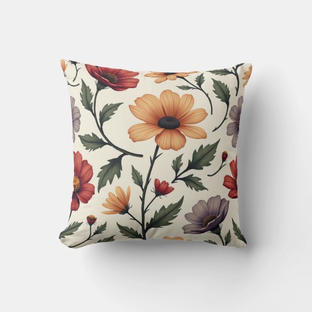 Uma almofada de travesseiro com um design de flor  (Frente)