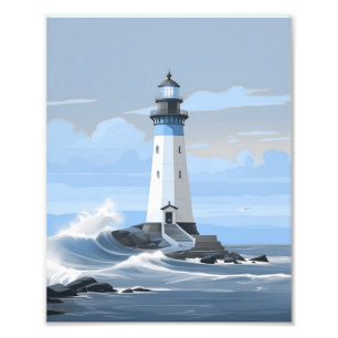 Uma ampliação de foto de pintura de um farol azul