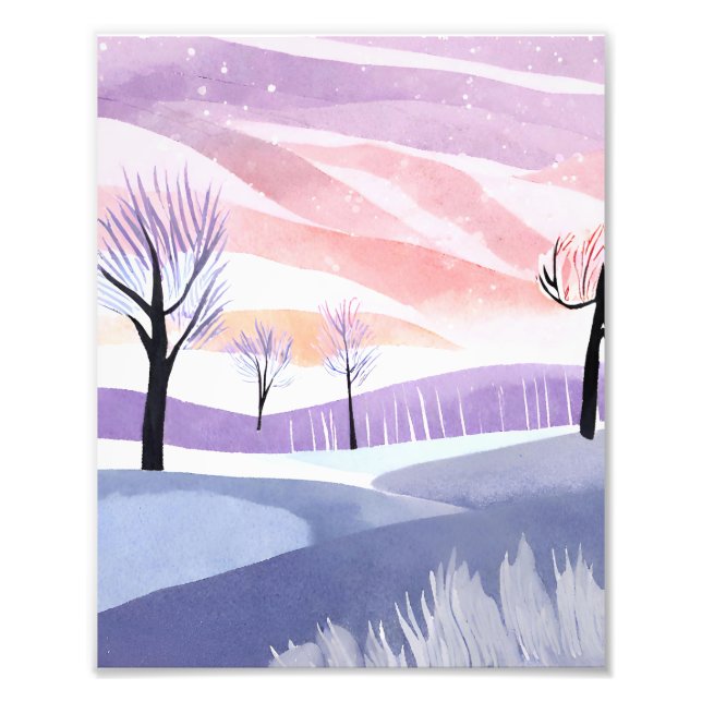 Uma Aquarela Panorâmica de Inverno Foto Alargament (Frente)