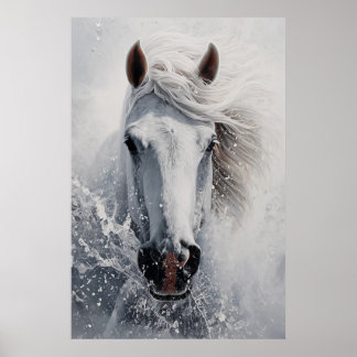 Uma Arte de Cartaz de Cavalo Branco Impressão em P