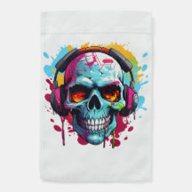 Uma Bandeira de Jardim de Caveira de Arte Pop DJ