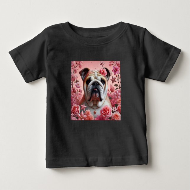 Uma bela camiseta de bebê de buldogue! (Frente)