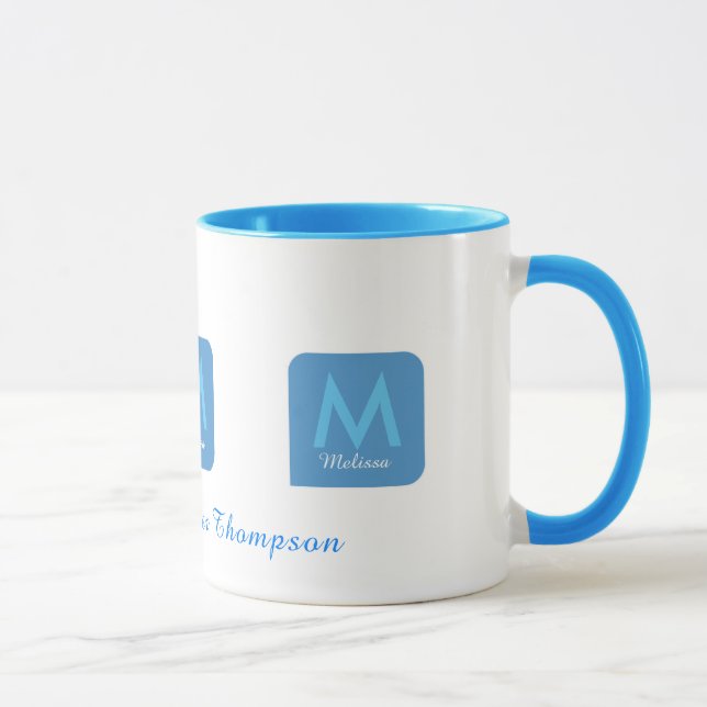 uma bela caneca azul feminina para ela (Direita)