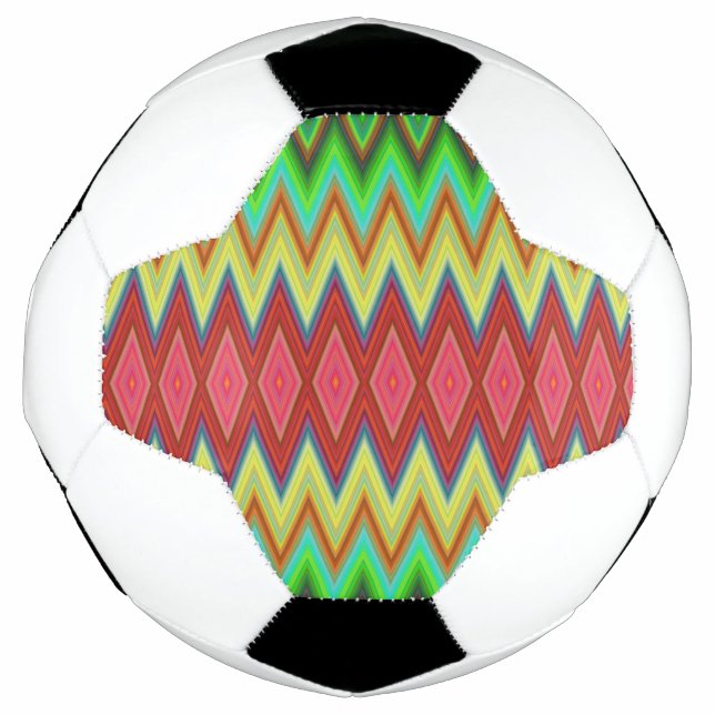 Uma bola de futebol com chevron vibrante e multico (Frente)