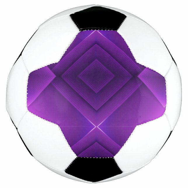 Uma bola de futebol com um padrão geométrico roxo  (Frente)