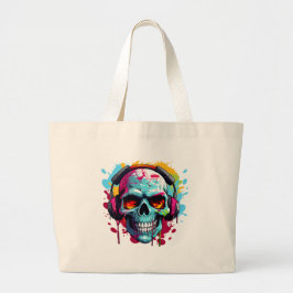 Uma Bolsa Grande Tote DJ POP ART CRÂNIO