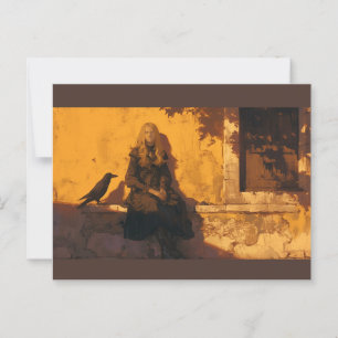 Uma bruxa e seu corvo familiar, cartão postal