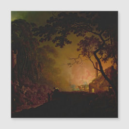 Uma cabana em chamas à noite Joseph Wright de Derb