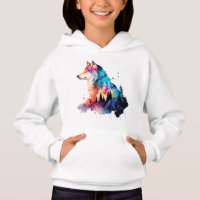 Uma Cabeça Colorida De Lobo Em Meio À Floresta