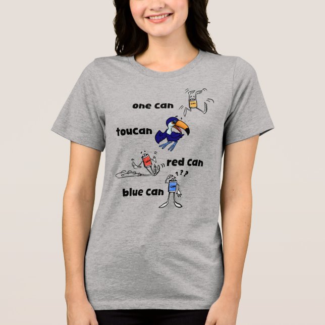 Uma Camisa Feminina Can Toucan Vermelho Can Azul (Frente)