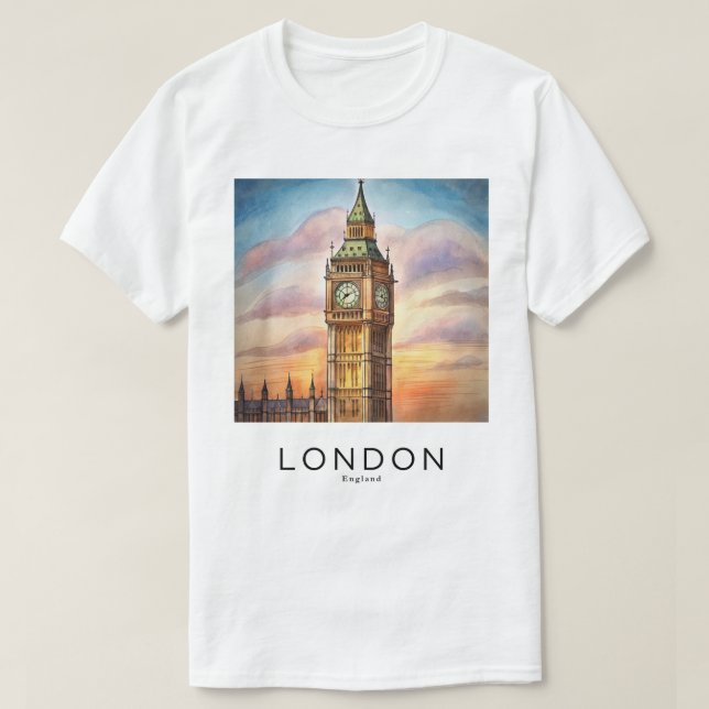 Uma camisa juvenil com uma imagem de Londres  (Frente do Design)