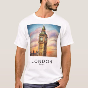 Uma camisa juvenil com uma imagem de Londres 