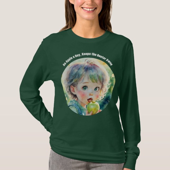 Uma Camiseta Cute com Citação de Provérbio Uma Maç (Frente)