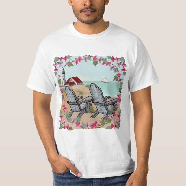 Uma camiseta da torre de luz do meio-dia floral (Frente)
