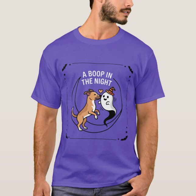 uma camiseta de cachorro com boop à noite (Frente)