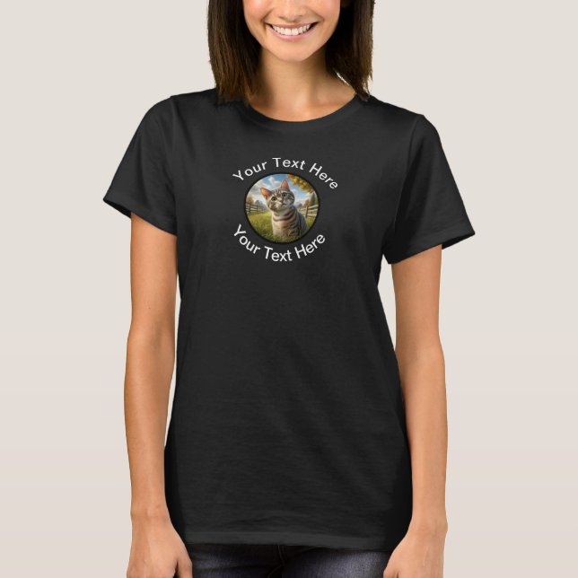 Uma camiseta de gato cata doméstica com texto pers (Frente)