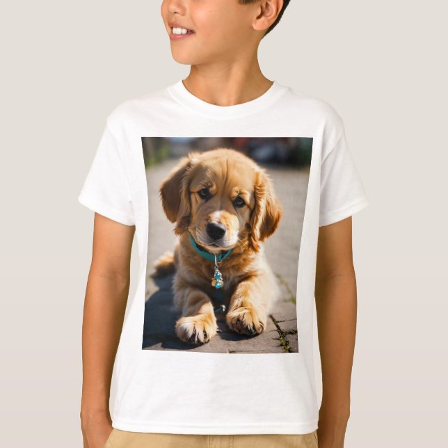 Uma camiseta de impressão de cachorro giro (Frente)