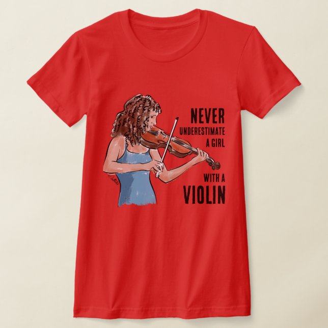 Uma Camiseta de Uma Menina com um Violino (Postura )