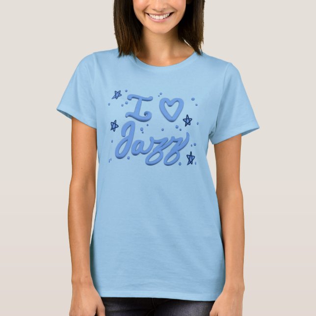Uma camiseta 'Eu amo Jazz' fofa (Frente)