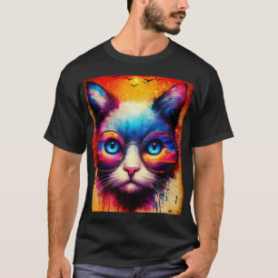 Uma Camiseta Ilustrada de um Gato Legal