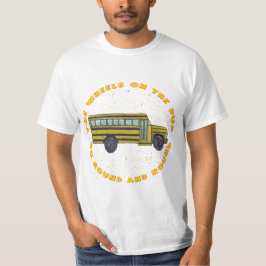 Uma camiseta Rodas de ônibus escolar