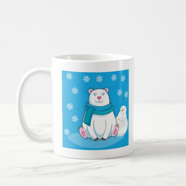 Uma caneca bonita com Urso Polar e Neve (Esquerda)