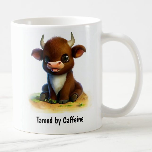 Uma Caneca de Café com Boi Pintado em 3D Fofo (Criador carregado)