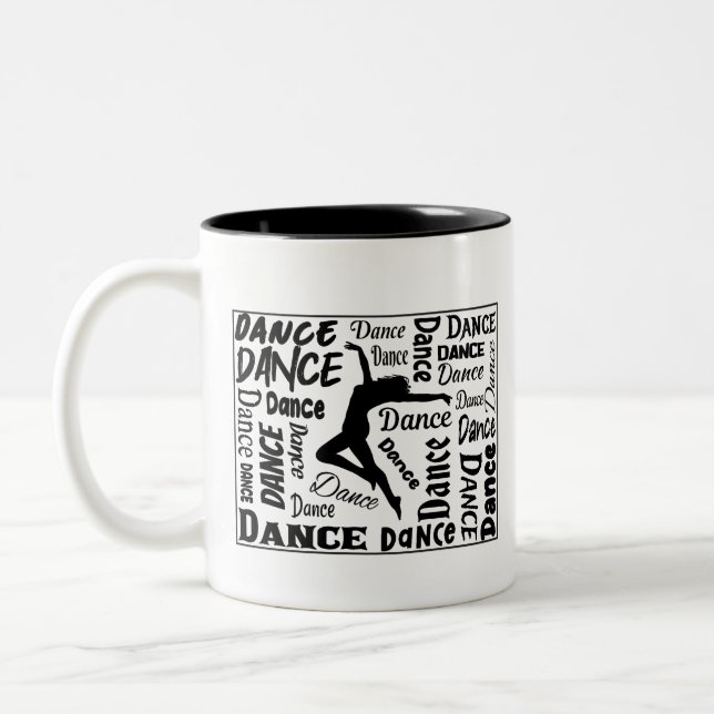 Uma caneca de café com design de dança. Você vai g (Esquerda)