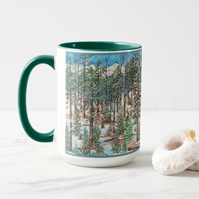 Uma Caneca de Domingo Nevado (Com Donut)
