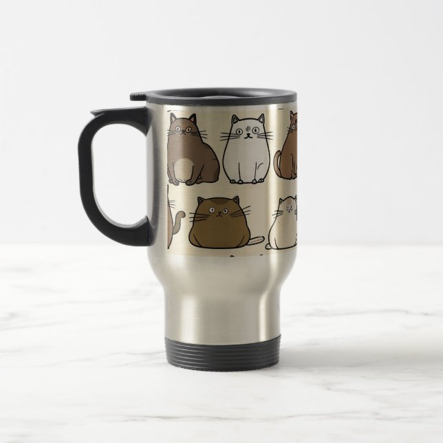 Uma Caneca de viagem de Design de Gato Giro e Quen (Esquerda)