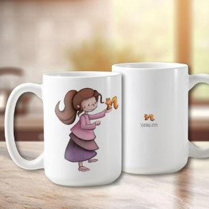 Uma caneca personalizável com uma garota e um esqu