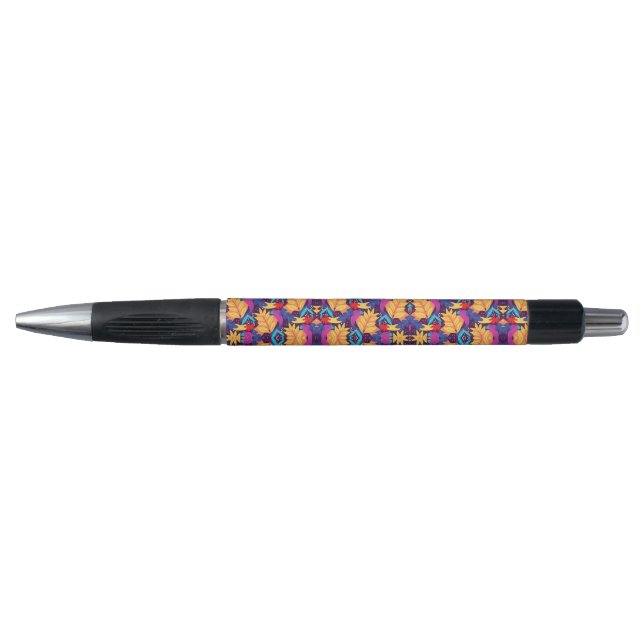 Uma caneta com um padrão colorido apresentando lar (Frente)