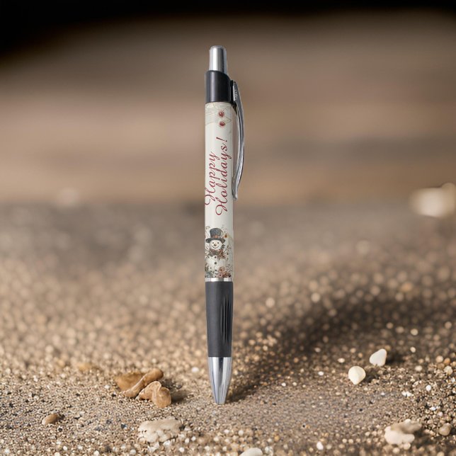 Uma Caneta Floral de Snowman Monograma (Criador carregado)