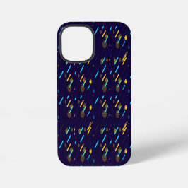 Uma capa de iPhone vibrante com um fundo azul escu