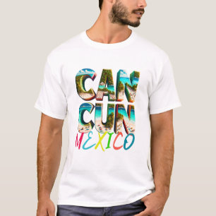 Uma cena cênica de praia da camisa de Cancun   Méx
