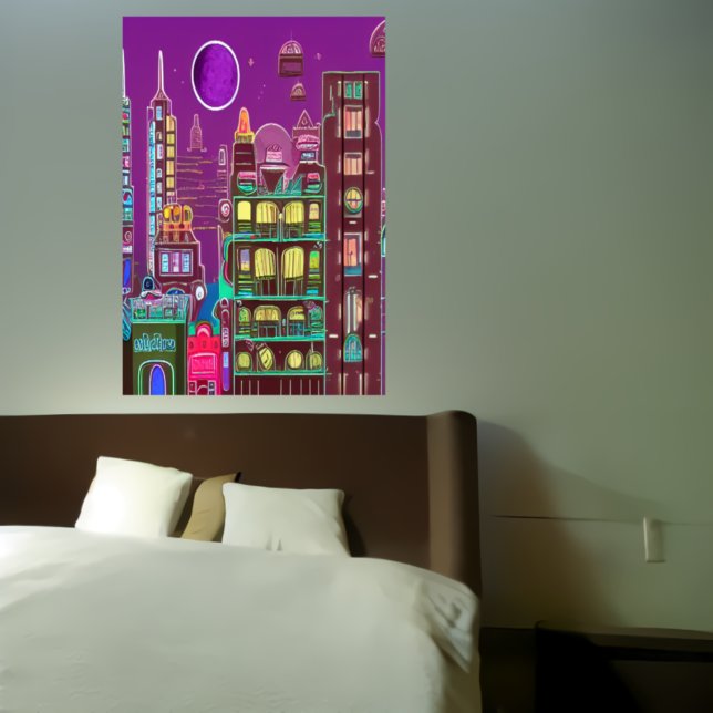 Uma cidade estranha e colorida | AI Art Poster (Criador carregado)