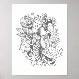 Uma Colagem de Vários Itens Colorindo Poster de Pa