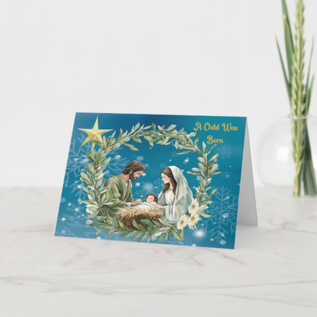 Uma criança era um cartão de Natal Nascer (Frente)