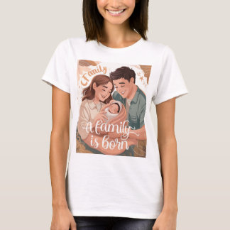Uma família é camiseta nascer para novos pais