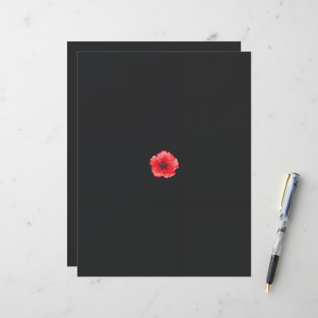 uma flor vermelha com um centro preto num fundo pr (Frente/Verso In Situ)