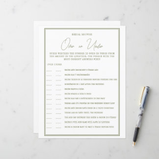 Uma folha de papel GAME para um chá de panela.