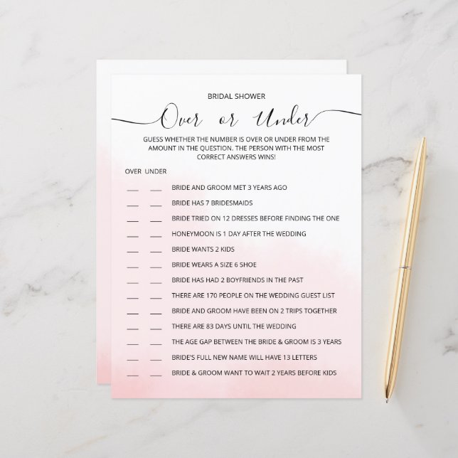 Uma folha de papel GAME para um chá de panela. (Frente/Verso In Situ)