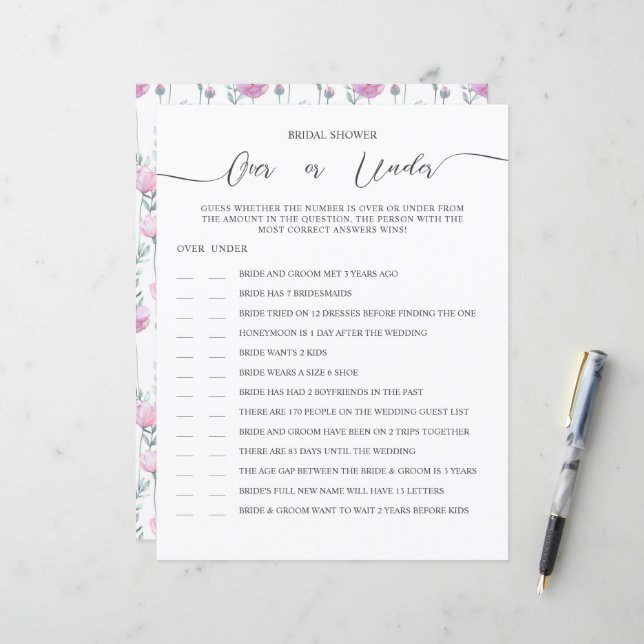 Uma folha de papel GAME para um chá de panela. (Frente/Verso In Situ)