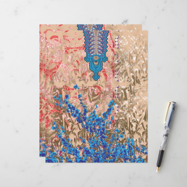 uma fotografia de um cachecol azul e bege (Frente/Verso In Situ)