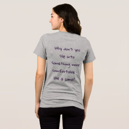 Uma frase sarcástica nas costas de uma camiseta