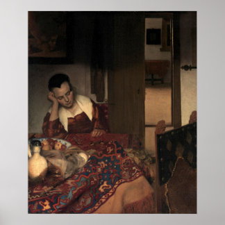 Uma garota dormindo por Johannes Vermeer - poster