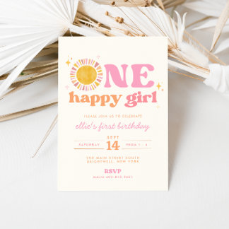 Uma garota feliz Boho Sun Primeiro Convite de Aniv