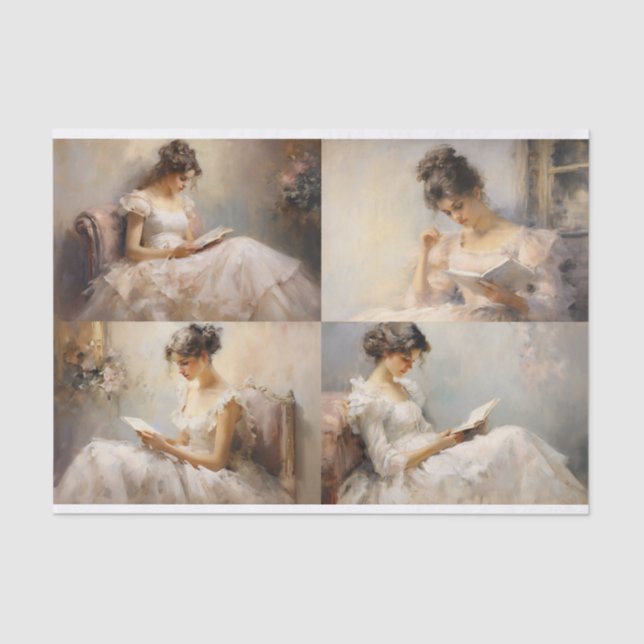 Uma garota lendo colagem 1 papel de dissociação (Frente )