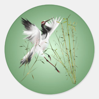 Uma grua nos adesivos de bambu